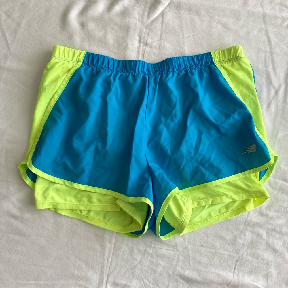 New Balance Shorts Dual Layer Neon Blue Green